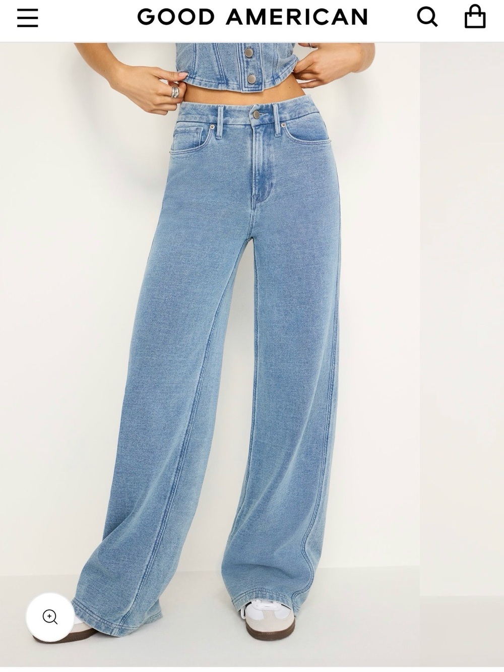 Good American Jeanius Good Skate Sweatpants Indigo 586 - Picture 2 of 9
